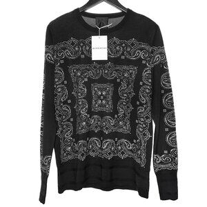 Givenchy Black Ivory Intarsia Bandana Logo Silk Sweater